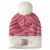 'Carhartt' Adult Knit Pom Pom Cuffed Beanie - Red Stripe