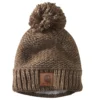 'Carhartt' Women's Rib Knit Sherpa-Lined Pom Pom Beanie - Coffee