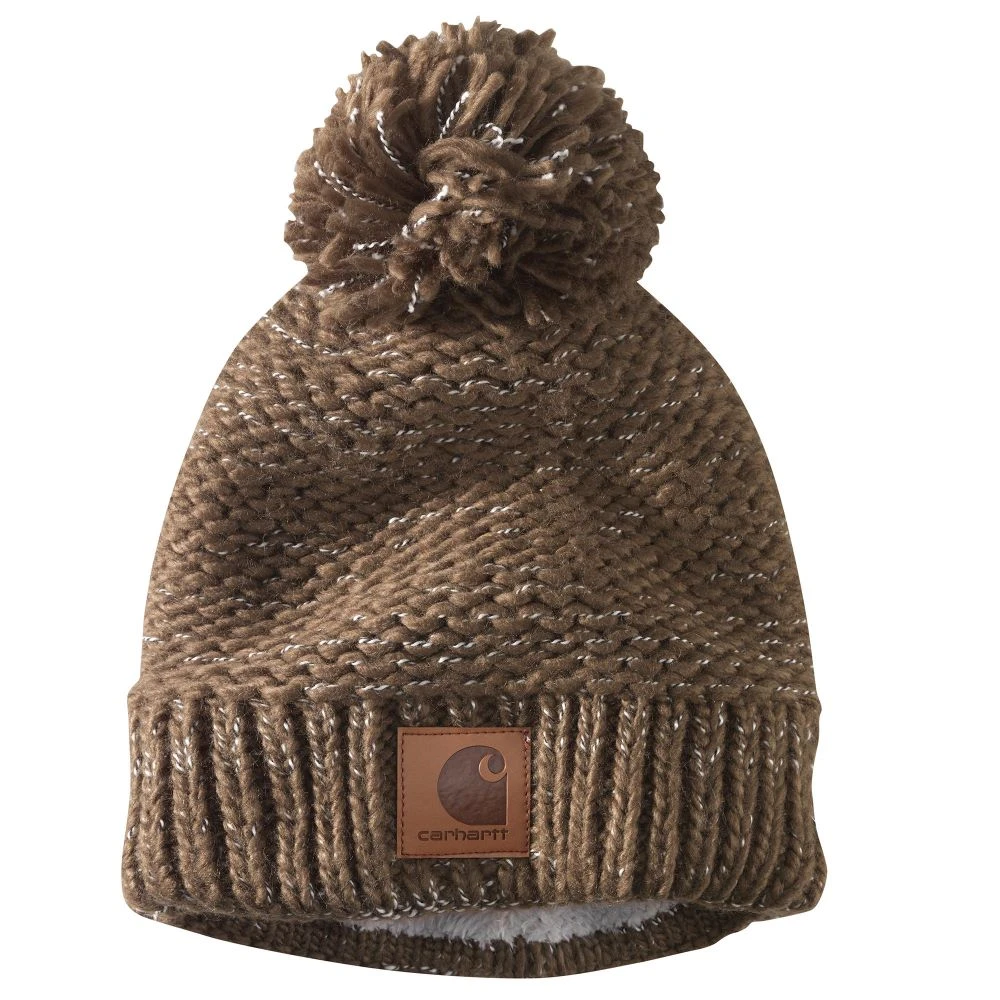 'Carhartt' Women's Rib Knit Sherpa-Lined Pom Pom Beanie - Coffee 'Carhartt' Women's Rib Knit Sherpa-Lined Pom Pom Beanie - Coffee -Outdoor Apparel Shop