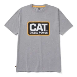 'Caterpillar' Men's Diesel Power Tee - Heather Grey / Yellow