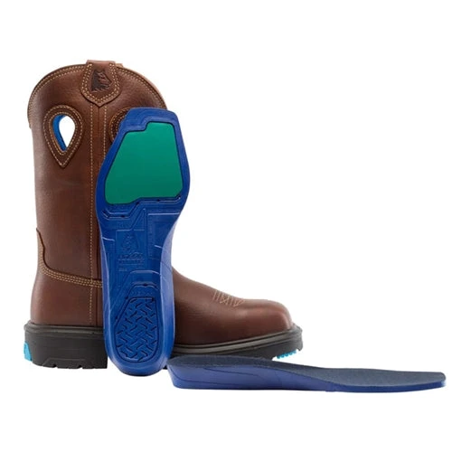 'Steel Blue' Men's Blue Heeler Western Square Toe EH WP Steel Toe - Oak 'Steel Blue' Men's Blue Heeler Western Square Toe EH WP Steel Toe - Oak -Outdoor Apparel Shop