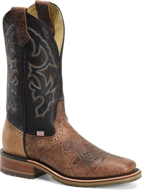 'Double H' Men's 12" Grissom SR Square Toe I.C.E. ™ Roper - Kenia Cognac / Summer Tan / Black 'Double H' Men's 12" Grissom SR Square Toe I.C.E. ™ Roper - Kenia Cognac / Summer Tan / Black -Outdoor Apparel Shop DH4644