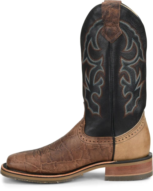 'Double H' Men's 12" Grissom SR Square Toe I.C.E. ™ Roper - Kenia Cognac / Summer Tan / Black 'Double H' Men's 12" Grissom SR Square Toe I.C.E. ™ Roper - Kenia Cognac / Summer Tan / Black -Outdoor Apparel Shop DH4644