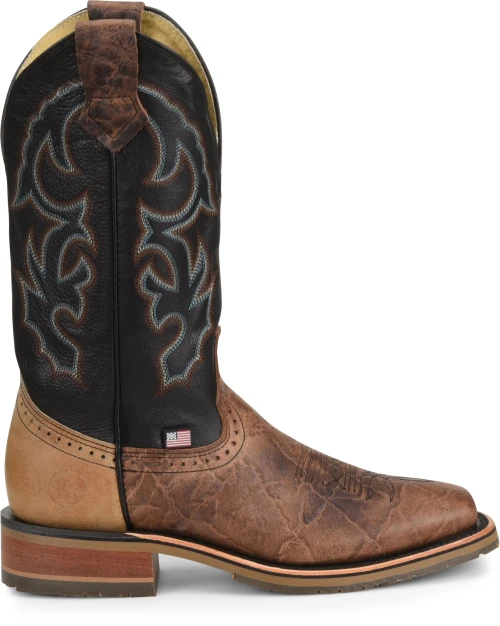 'Double H' Men's 12" Grissom SR Square Toe I.C.E. ™ Roper - Kenia Cognac / Summer Tan / Black 'Double H' Men's 12" Grissom SR Square Toe I.C.E. ™ Roper - Kenia Cognac / Summer Tan / Black -Outdoor Apparel Shop DH4644