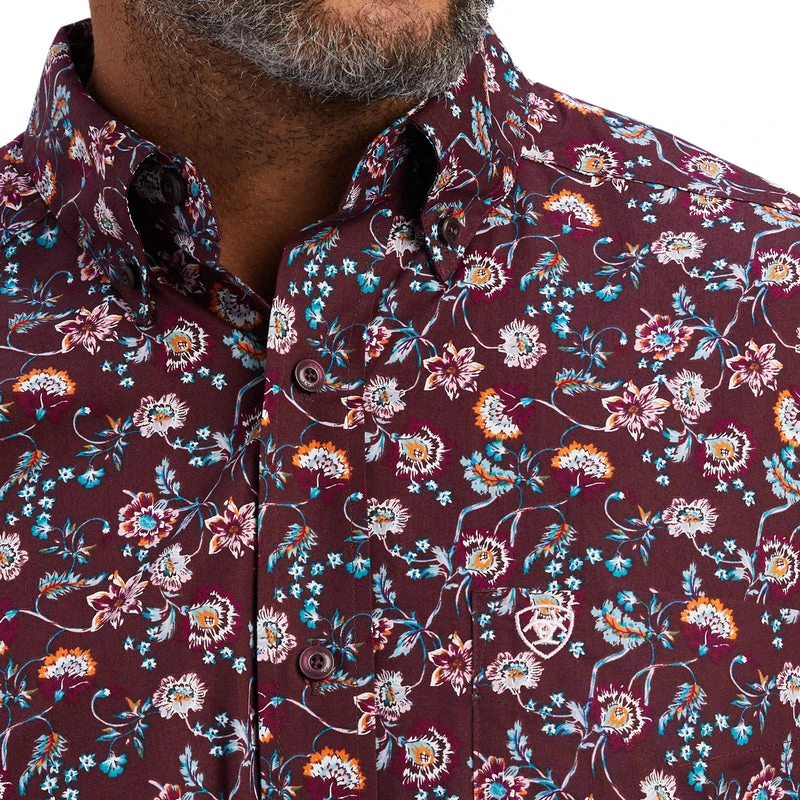 'Ariat' Men's Flannery Classic Fit Button Down - Claret 'Ariat' Men's Flannery Classic Fit Button Down - Claret -Outdoor Apparel Shop