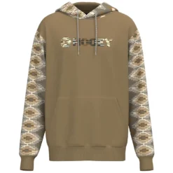 'Hooey' Men's "Lock-Up" Aztec Pattern Hoody - Tan / Cream