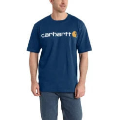 'Carhartt' Men's Heavyweight Logo T-Shirt - Dark Cobalt Blue Heather