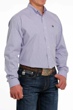 'Cinch' Men's Geo Print Classic Fit Button Down - Lilac