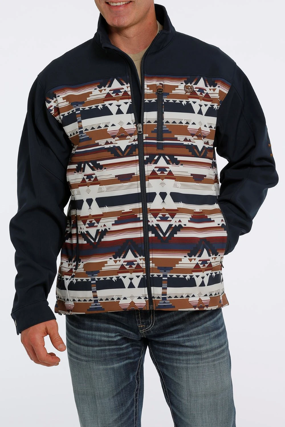 'Cinch' Men's Bonded Jacket - Navy Aztec