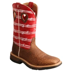 'Twisted X' Men's 12" Western Work Square Toe - Distressed Saddle / Ruby Red -Outdoor Apparel Shop MXB0008 AGR 4800x4800 95b33951 bf65 4840 a670 e50262bca33f 1024x1024@2x