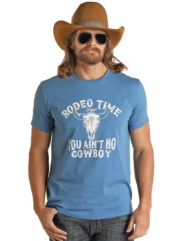 'Panhandle Slim' Men's You Ain't No Cowboy Tee - Blue