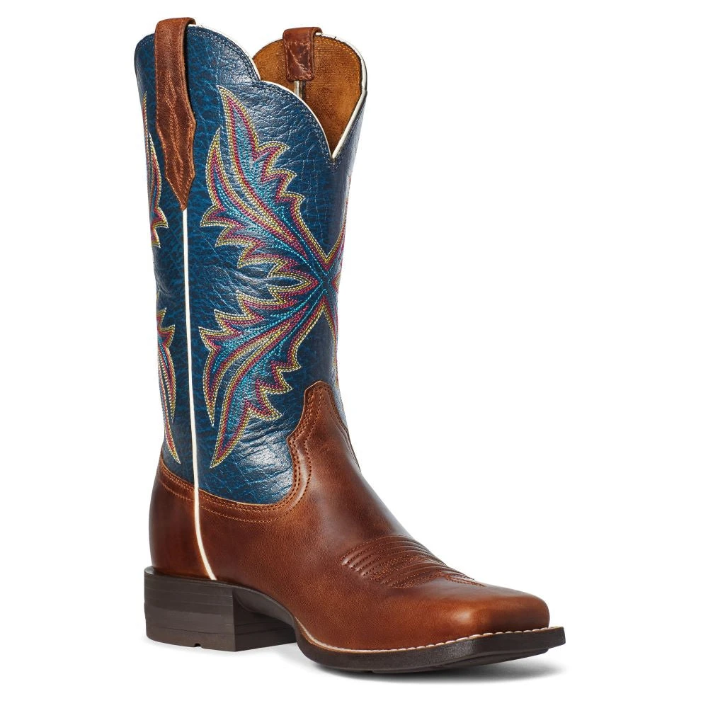 'Ariat' Women's West Bound Square Toe - Russet Rebel / Crackle Navy 'Ariat' Women's West Bound Square Toe - Russet Rebel / Crackle Navy -Outdoor Apparel Shop