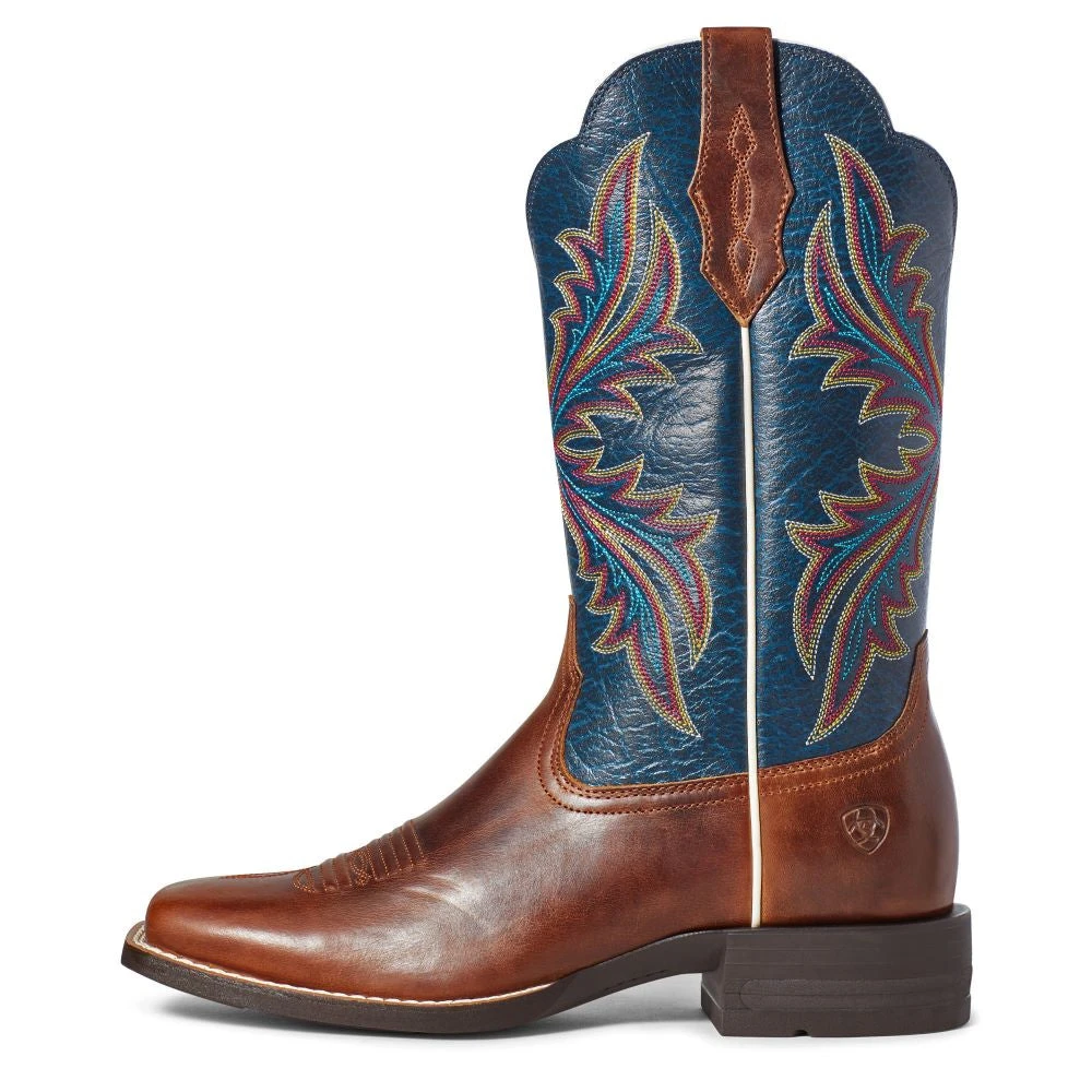 'Ariat' Women's West Bound Square Toe - Russet Rebel / Crackle Navy 'Ariat' Women's West Bound Square Toe - Russet Rebel / Crackle Navy -Outdoor Apparel Shop