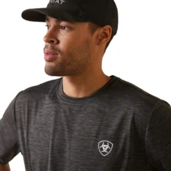 'Ariat' Men's Charger Ariat Proud Shield T-Shirt - Charcoal Heather -Outdoor Apparel Shop S23 MNS WEST 10043763 detail01 1024x1024@2x