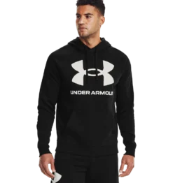'Under Armour' Men's Rival Fleece Big Logo Hoodie - Black / Onyx White