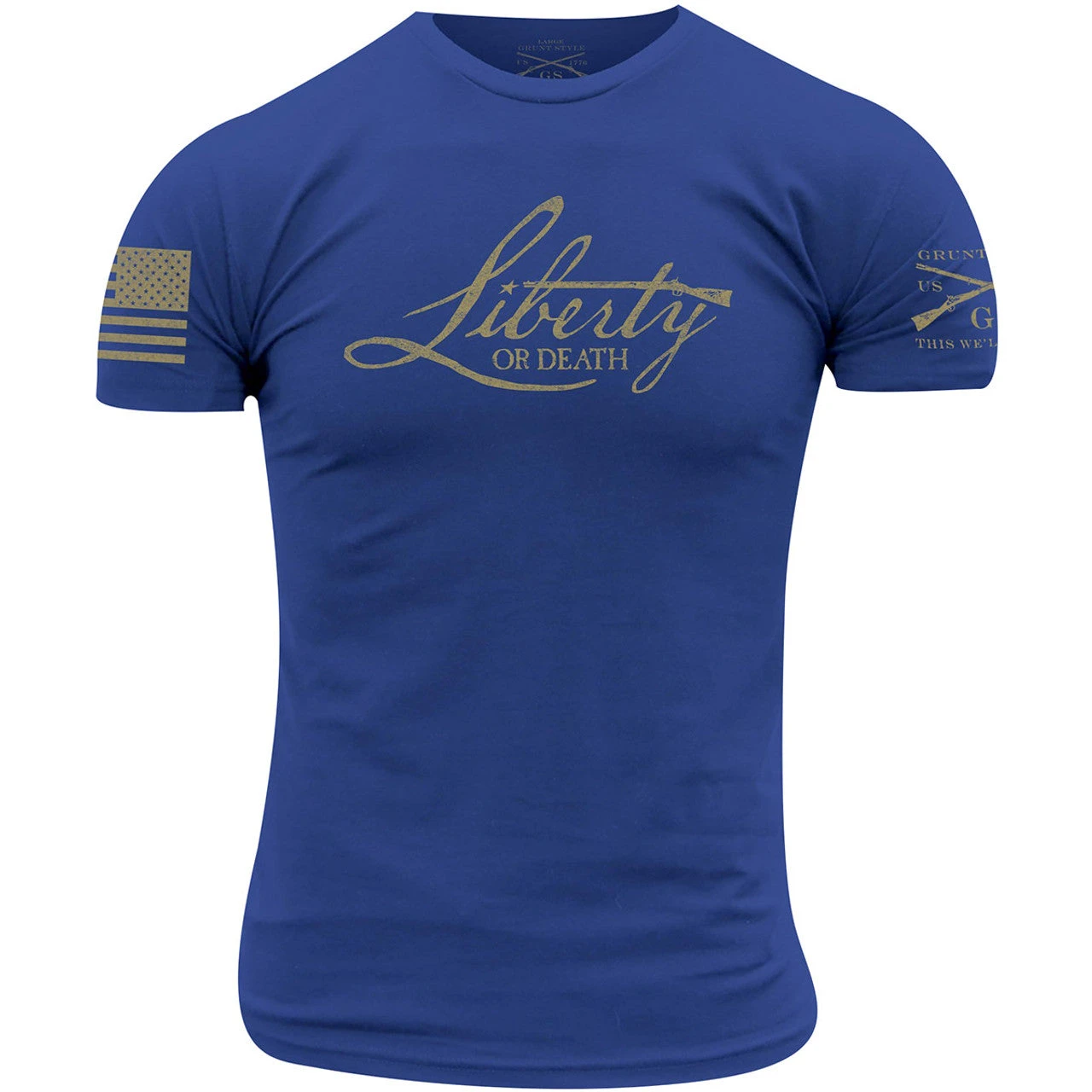 'Grunt Style' Men's Liberty or Death 2.0 Tee - Blue 'Grunt Style' Men's Liberty Or Death 2.0 Tee - Blue -Outdoor Apparel Shop