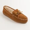 'Minnetonka' Men's Pile Lined Hardsole Moc Slipper - Brown