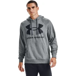 'Under Armour' Men's Rival Fleece Big Logo Hoodie - Pitch Grey